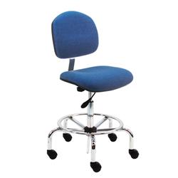 Fabric ESD Chair With Adj.Footring and Chrome Base, 17"-25" H  Single Lever Control